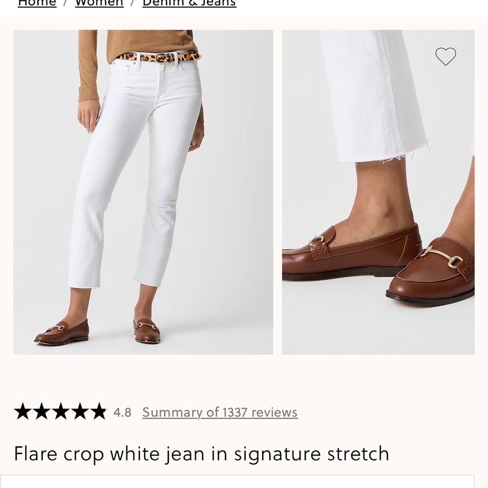 J. Crew White Mid Rise Flare Crop Jeans Super Stretch 32